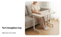With Wheels C-Shaped Rolling Table Space-Saving Small Desk Slides Under Sofa Household Furniture Minimalist Design for Apartment Dwellers, Telecommute Workers, Students, Living Room, Bedroom, Home Office