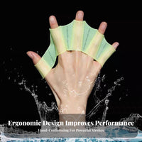 2 Pieces Improves Technique Silicone Hand Fins Soft & Flexible Silicone Webbed Gloves High Elasticity for Children, Beginners