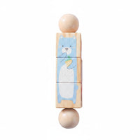 Early Learning Rotating Creature Block Game Hand-Eye Coordination Wooden Rotating Rattle Educational Creature Rotate Blocks Easy to Hold for Babies, Toddlers, Nursery, Preschool