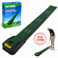 New Golf Putting Mat with Two Holes and Sand Bunker, Indoor Office Putting Trainer