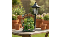 Frog Statue with Solar Lantern Cute Frog Statue with Welcome Sign for Homeowners