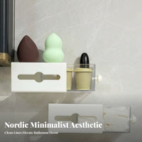 hinged-lid Dispenser with Drawer no-drill Installation for Vanity, Women, Adults