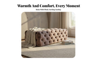 Light Luxury Design Teddy Fabric Metal-Leg Bench Nordic design Entryway Seat Comfortable Seating Long Ottoman firm support Sponge Filling for Boutique Owners, Homeowners, Interior Designers, Hallway, Clothing boutique, Bedroom, Living Room