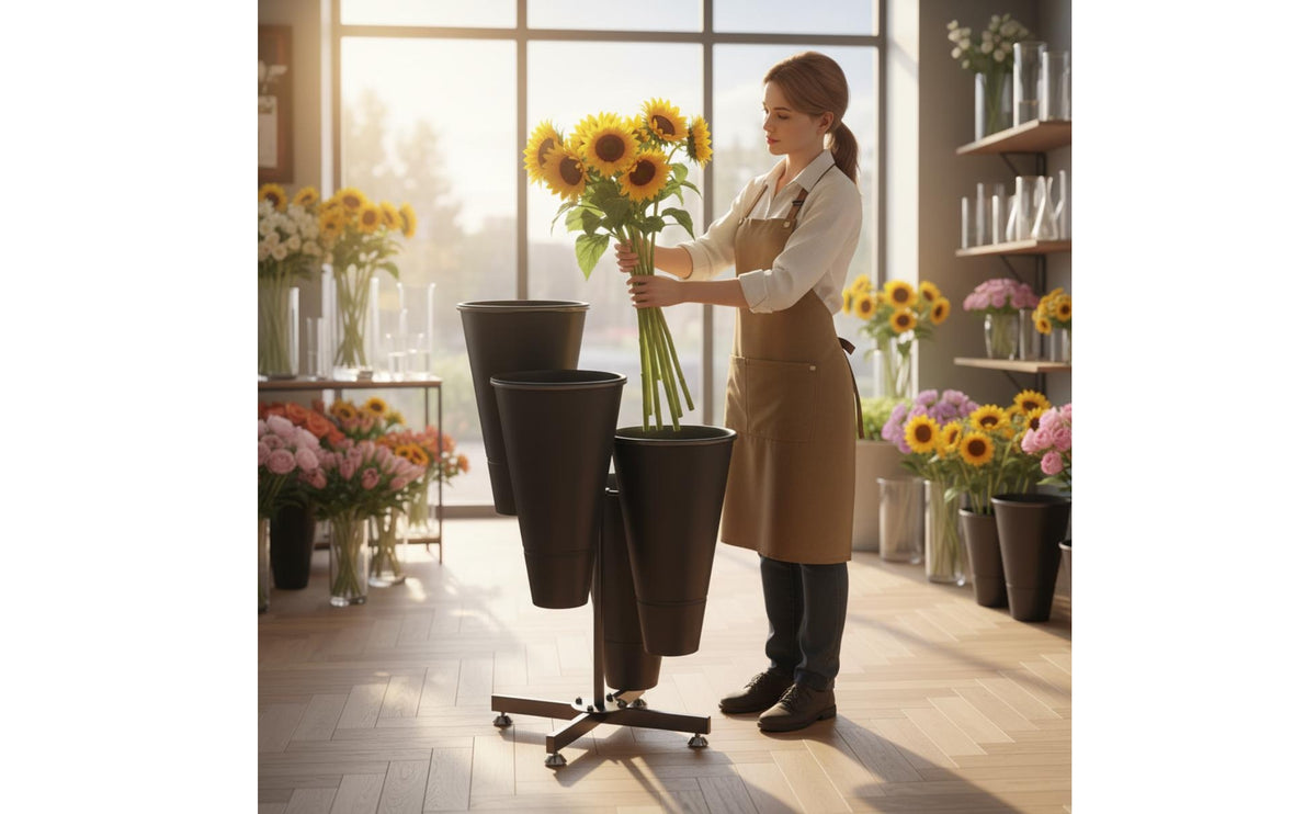Iron Flower Rack Metal Frame Multi-Tier Flower Stand Removable Buckets Floral Presentation Rack for Wedding