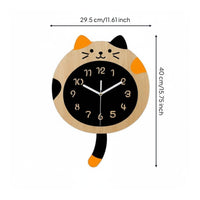 Cartoon Timepiece Clock Lightweight Cartoon Cat Clock Noiseless Mechanism Home Decor for Kids, Nursery