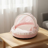 Breathable Princess Design Feline Bed Soft Semi Enclosed Pet Bed Lightweight Cradle Pet Nest Long-Lasting Construction for Indoor