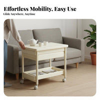 With casters 2-Tier Rolling Utility trolley Space-Saving Design Side Table Multi-Functional Household Furniture Sturdy Construction for Small Apartment Dwellers, residents, Living Room, Bedroom, Home Office, Balcony