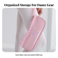 Ballet Footwear Pouch Lightweight Ballet Shoe Storage Bag Elegant Design Pink Dance Pouch for Dancers, Ballerinas, Rehearsal, Performances
