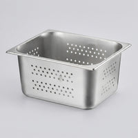 Perforated Pan with Lid, Stainless Steel Rectangular Food Pan and Buffet Pan, Full Drainage Design for Commercial Kitchen and Restaurant Supply