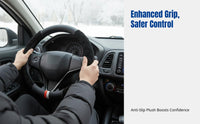 Winter Plush Steering Wheel Cover, Universal Fit, Anti-Slip, Warm, Sporty Design for Car