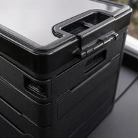 Textured Surface Foldable Trunk Storage Box Ribbed Sides Hard-Shell Trunk Box Fitted Lid Cargo Organizer Collapsible