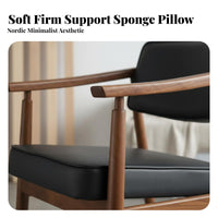 Nordic & aesthetic Wooden Dining Armchair with Padded spine Ergonomic spinerest Upholstered Chair Thick paddings Seating Furniture Curved Armrests for Design aficionados, households, Families, Restaurant, Study Room, Kitchen, perusing reading corner