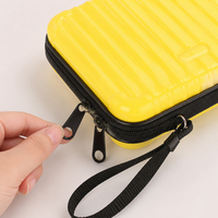 7 inch Travel Makeup Bag, Hard Shell Cosmetic Bag with Sequins, Wear-Resistant Vanity Case, Striped Makeup Case for Commute