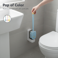 Silicone Toilet Brush with Holder, Wall-Mounted, Long Handle, Deep Cleaning for Bathroom