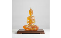 Zen Resin Buddha Figurine Meditative Buddha Figurine with Gold Accents Small Compact for Meditation Corner
