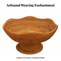 Handwoven Basket Handmade Round Woven Basket with Handle Lidded Design for Hosts
