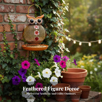 Squirrel-Resistant Owl-Shaped Dispenser Attracts Various Birds Hanging Owl Dispenser Mesh Body Bird Feeder for Gardeners, Nature Lovers, Homeowners, Patio, Backyard, Outdoors, Front Porch