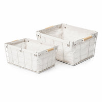 2 Pieces Portable Wire Storage Basket with Liner Lightweight Wire Basket with Wooden Handle Versatile Practical for Shelf