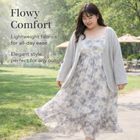 Summer Dress and Jacket Set for Plus Size Women with Floral Print, Wedding Guest Outfit in Polyester Maxi Two Piece Design up to 6XL
