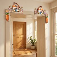 Wooden Bunny Door Frame Decoration Colorful Easter Door Corner Decoration Bright Colors Right Angle Easter Sign for Families, Kids, Living Room, Home