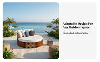 Luxury design avian enclosure overhead cover Lounger Weather-Resistant Double Daybed with overhead cover Includes cushy Cushions Lounge Bed Privacy Curtains for Hotel Owners, vacation destination Managers, Villa, pool area, Garden, posterioryard