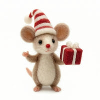 Felted Holiday Mouse Ornament Decorative Felt Mouse Figurine Cute Whimsical for Collectors, Tabletop Display