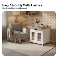 Height-Adjustable transformable Coffee-to-Dining Table two-in-oneUse Wheeled highlight Table Mobile with casters Rolling trolley Space-Saving Design for Apartment Dwellers, distant Workers, Small Families, Living Room, Home Office, Bedroom