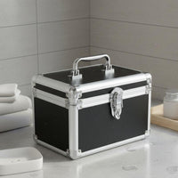 Portable Tool Case Lockable Latch Locking Makeup Train Case Easy to Clean Aluminum Frame Storage Box for Technicians, Home, Work