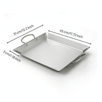 Rectangular Octopus Tray Double Handle Stainless Steel Serving Tray with Handles Shallow Serving Platter with Handles Food Grade for Hosts, Home Cooks, Hot Pot