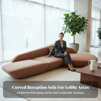 Curved configurable Couch Modern design Lobby Sofa hard-wearing Upholstery Reception Area Seating for Interior Designers, Guests, Sales Center, Lounge, Breakroom