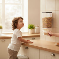 Space-Saving Dry Food Dispenser Clear Wall Mounted Dispenser Transparent Storage Container with Cup Airtight for Kitchen