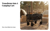 Foldable Camping Wagon Space-Saving Foldable Outdoor Utility Cart Large Capacity Foldable Wagon Cart for Campers, Beach Goers, Picnic, Gardening
