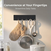 Hook Rack for Refrigerator Storage, No Drill Towel for Kitchen and Dorm Room Students, Modern Multi-Hook Organizer for Bathroom and Home