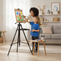 Matte Black Hand-Crank Easel Adjustable Foldable Tripod Easel Portable Sturdy for Artists, Painters, Students, Outdoor Painting, Studio, Art Class