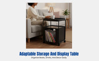 Modern Minimalist Sofa Side Table, Square Coffee Table with Casters, Multi-Functional Storage Cabinet for Living Room and Bedroom