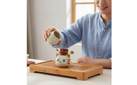 Cat Tea Fortunate Feline Luck Charm Clay Cat Ornament Handcrafted House Decoration for Office Desk