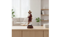 Resin Figurine with Pedestal Golden Base-Trimmed Hand-Painted Religious Statue Standing Christian Figurine for Prayer Corner, Altar, Mantel