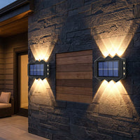 Garden Lights for Outdoor Night Light Use, Solar Lights with Integrated Solar Panel, 2 Pack of IP55 Waterproof Wall Lights, Fence Lights Lamp