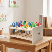Wooden Scissors Storage Rack Wood Scissors Storage Rack Unfinished Wooden Desktop Organizer for Crafters, Classroom