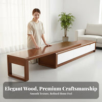 1 Piece Extendable Solid Wood TV Cabinet Drawer Storage Extendable TV Stand Sturdy Construction Modern Minimalist Entertainment Center Suitable for Adults Homeowners Living Rooms