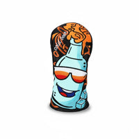 Waterproof Embroidered Golf Wood Cover Wear-Resistant PU Leather Golf Club Protector Long-Lasting Cartoon Beer Bottle Headcover Soft Inner Lining for Golfers