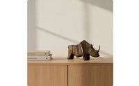 Rhinoceros Sculpture Geometric Rhino Statue Rustic Sculpture with Golden Horned for Bookshelf, Office, Living Room