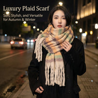Plaid Scarf for Women Winter, Cashmere-Like Scarves Ladies Shawl Wrap, Soft Warm Oversized Cold Weather Checkered Long Blanket