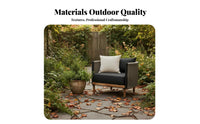 sturdy Wood Frame Woven Armchair All-Weather Design paded Armchair and Table Set Thick pads Patio Seating Modern Minimalist aesthetic for Villa Residents, Garden lovers, Balcony, Sunroom, rearyard, Waterside