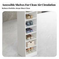 Space-Saving Multi-Tier Shoe Rack Narrow Footprint Multi-Tier Shoe Shelf Large Capacity Footwear Organizer Easy Assembly for Students, Apartment Dwellers, Families, Entryway, Dorm Room, Hallway, Bedroom