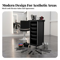 5-Drawer Salon Station with Casters 5-Drawer Hair-Care Specialist Station Multi-Function Cosmetic Rolling Station for Beauticians, Nail Technicians