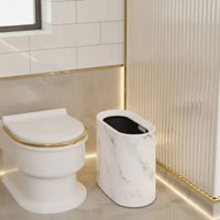 Slim Trash Can Oval Slim Trash Bin Bathroom Wastebasket Modern for Kitchen, Living Room