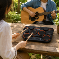 8-Pad Electronic Drum Percussion, Rubber Practice Pad Compatible with Mount, For Music Production & Home Practice