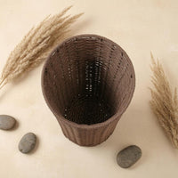 Handwoven Paper Rope Waste Basket Textured Weave Desktop Storage Basket Open Top Office Tidy
