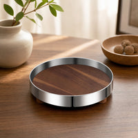 Decorative Tray with Feet Elegant Round Tray with Metal Walls Chic for Coffee Table